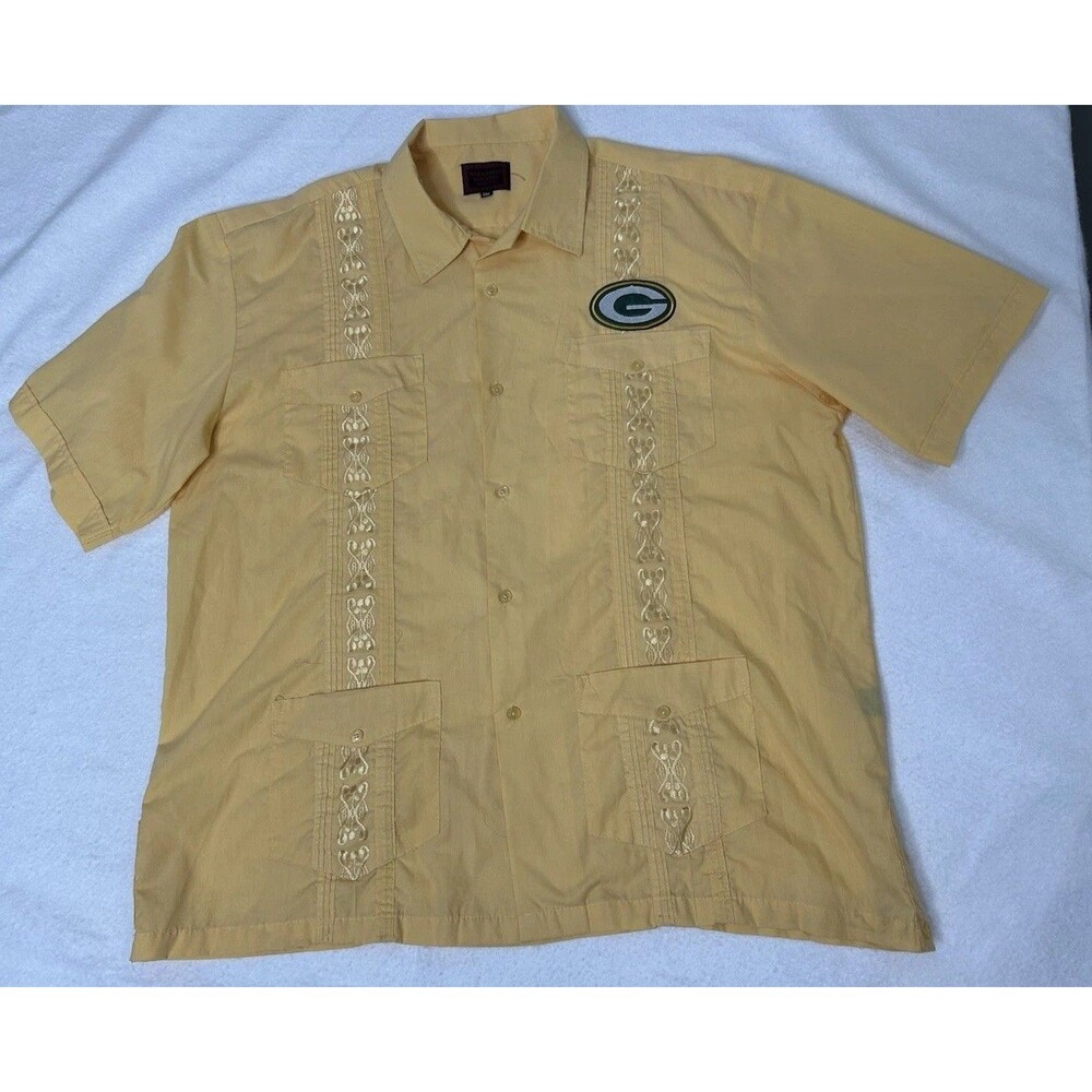 Yucatán Embroidered Bowling Shirt Mens 3X GREEN BAY PACKERS Yellow Short Sleeve